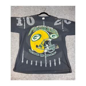 VINTAGE 90s Green Bay Packers Riddell Shirt Mens 2XL Black Football NFL USA Tee